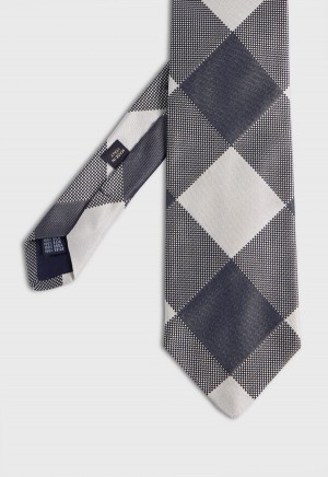 Paul Stuart Woven Silk Oversized Check Grey | AU_PAUL52349