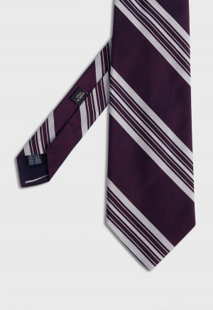 Paul Stuart Woven Silk Stripe Burgundy | AU_PAUL77433