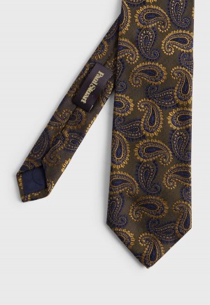 Paul Stuart Woven Silk Two Tone Paisley Gold | AU_PAUL19919