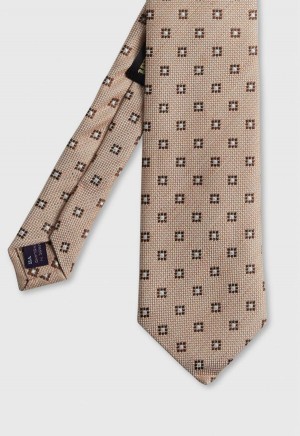 Paul Stuart Woven Silk & Cotton Square Medallion Brown | AU_PAUL67071