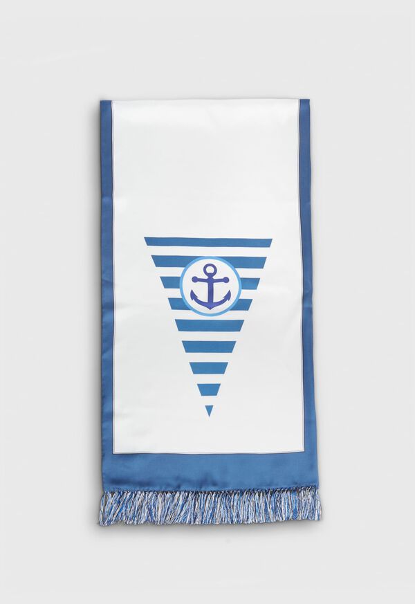 Paul Stuart Anchor Printed Silk Scarf Blue | AU_PAUL65215