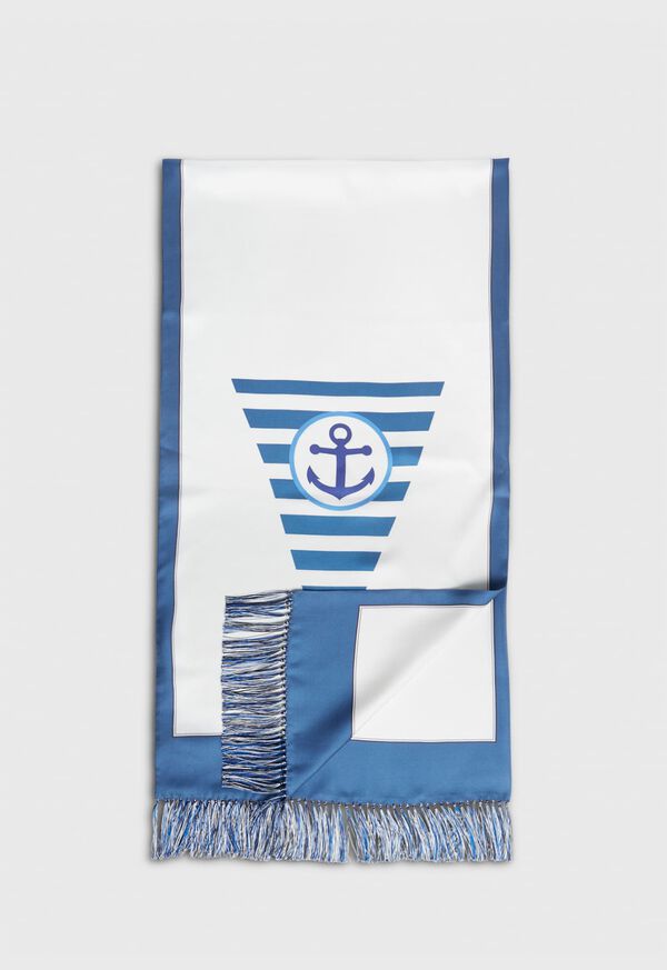 Paul Stuart Anchor Printed Silk Scarf Blue | AU_PAUL65215