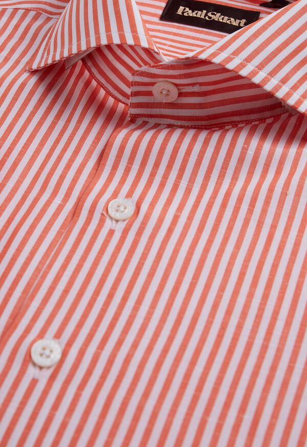 Paul Stuart Bengal Stripe Cotton & Linen Orange | AU_PAUL70716