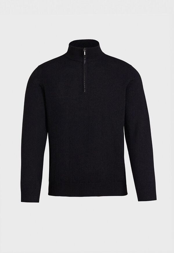 Paul Stuart Cashmere 1/4 Zip Black | AU_PAUL56819