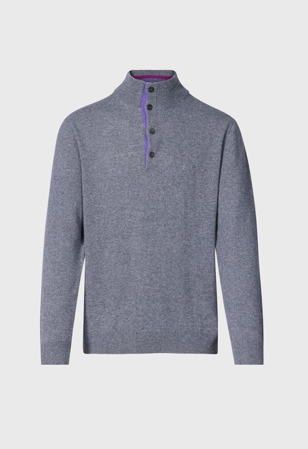 Paul Stuart Cashmere Button Mock Neck Grey | AU_PAUL44522