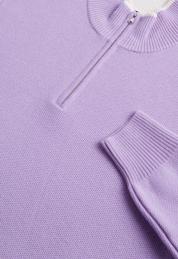 Paul Stuart Cashmere Honeycomb Stitch Quarter Zip Lavender | AU_PAUL96125