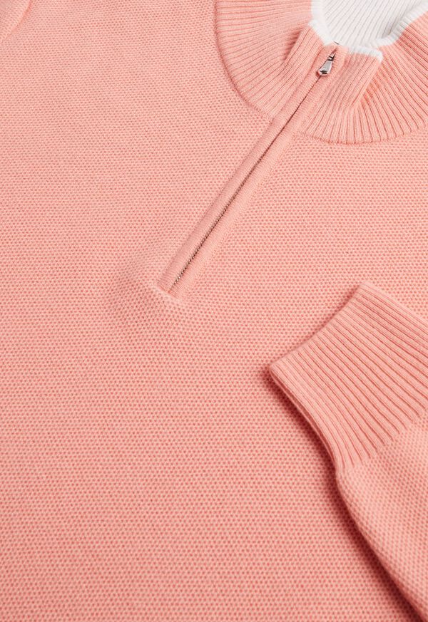 Paul Stuart Cashmere Honeycomb Stitch Quarter Zip Coral | AU_PAUL75384