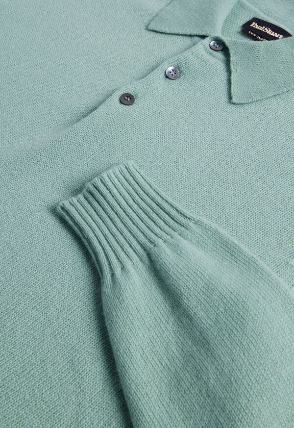 Paul Stuart Cashmere Long Sleeve Polo Olive | AU_PAUL48937