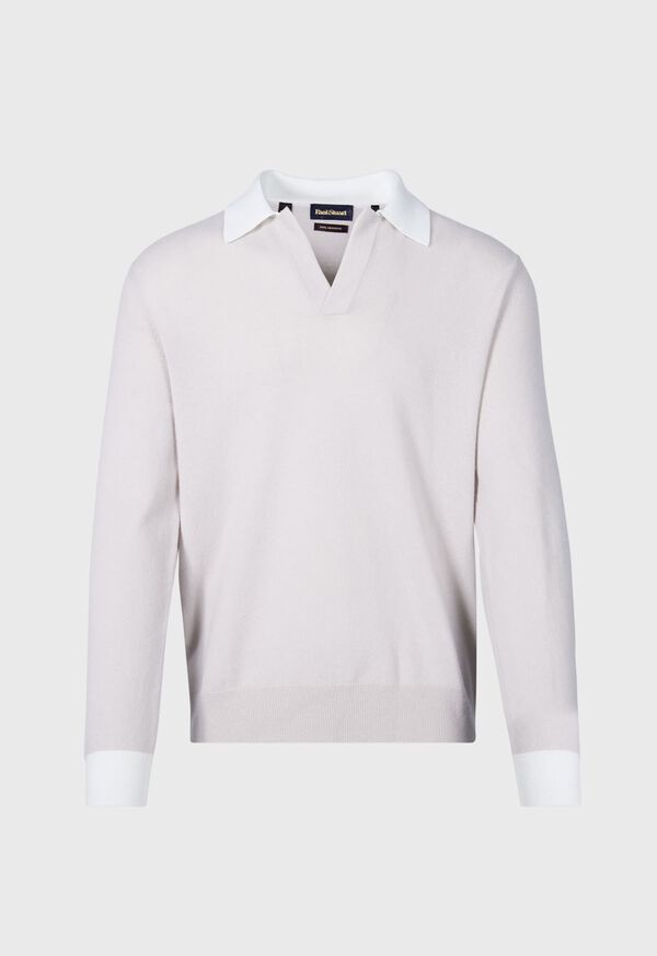 Paul Stuart Cashmere Open Collar Beige | AU_PAUL99589