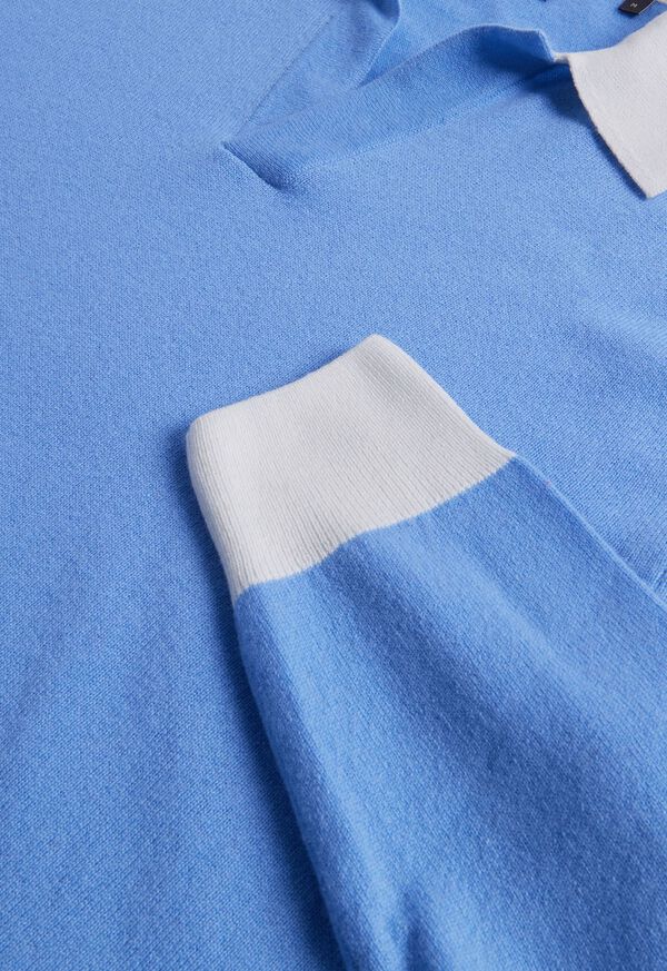 Paul Stuart Cashmere Open Collar Light Blue | AU_PAUL74834