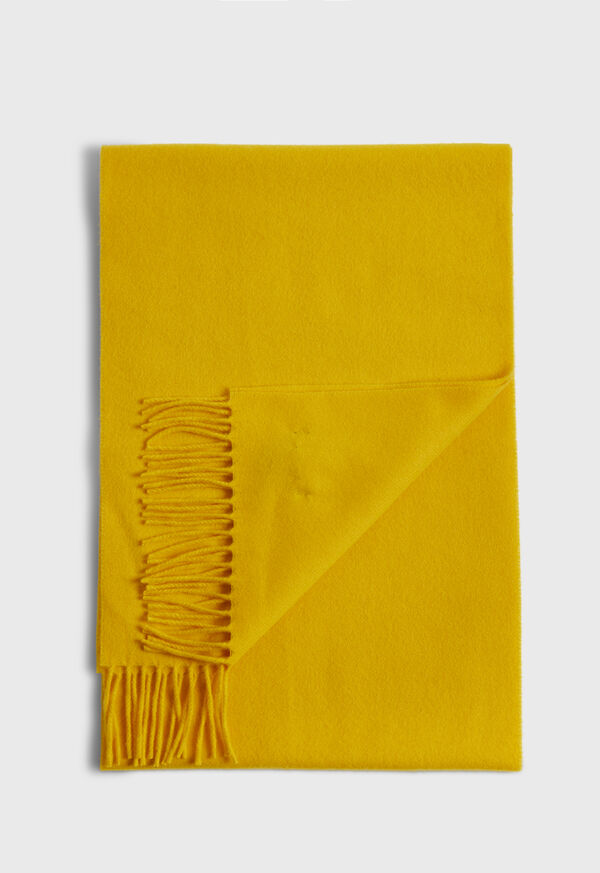 Paul Stuart Cashmere Scarf with Fringe Yellow | AU_PAUL47433