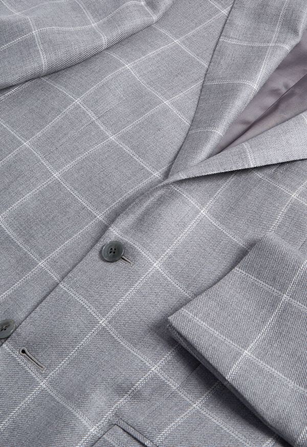 Paul Stuart Cashmere Silk Windowpane Light Grey | AU_PAUL62099