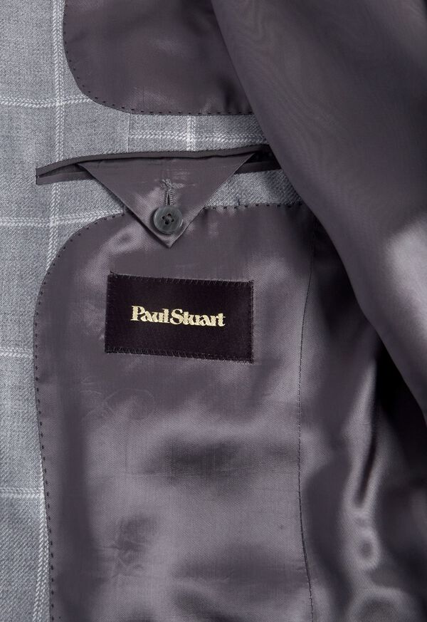 Paul Stuart Cashmere Silk Windowpane Light Grey | AU_PAUL62099