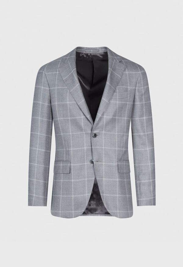 Paul Stuart Cashmere Silk Windowpane Light Grey | AU_PAUL62099