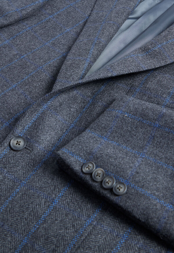 Paul Stuart Cashmere Window Pane Stuart Grey / Blue | AU_PAUL35787