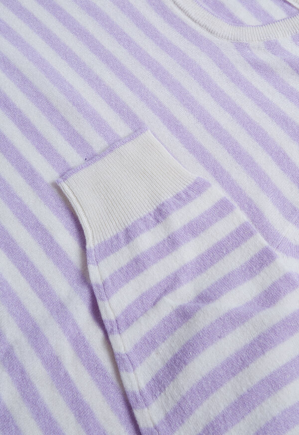 Paul Stuart Cashmere & Linen Striped Crewneck Lavender / White | AU_PAUL56472