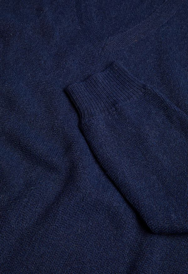 Paul Stuart Classic Alpaca Links V-Neck Navy | AU_PAUL24698