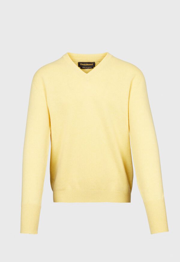 Paul Stuart Classic Cashmere Double Ply V-Neck Yellow | AU_PAUL79634