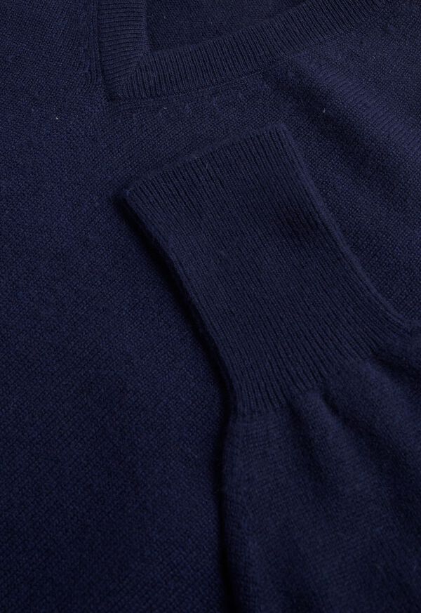 Paul Stuart Classic Cashmere Double Ply V-Neck Navy | AU_PAUL47881