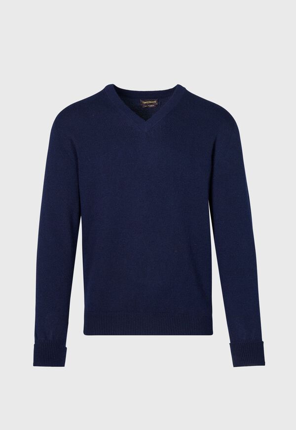 Paul Stuart Classic Cashmere Double Ply V-Neck Navy | AU_PAUL47881