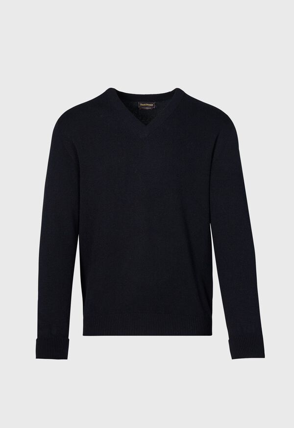 Paul Stuart Classic Cashmere Double Ply V-Neck Black | AU_PAUL76794