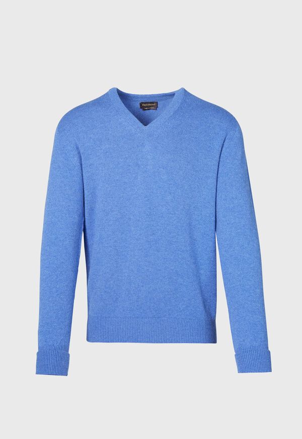 Paul Stuart Classic Cashmere Double Ply V-Neck Blue | AU_PAUL53611