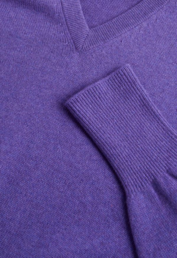 Paul Stuart Classic Cashmere Double Ply V-Neck Purple | AU_PAUL80405