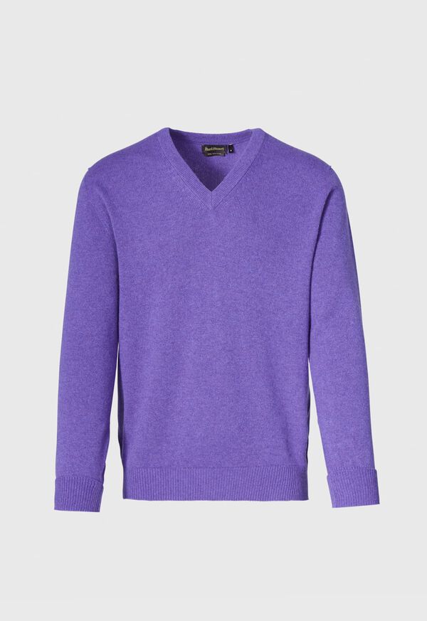 Paul Stuart Classic Cashmere Double Ply V-Neck Purple | AU_PAUL80405