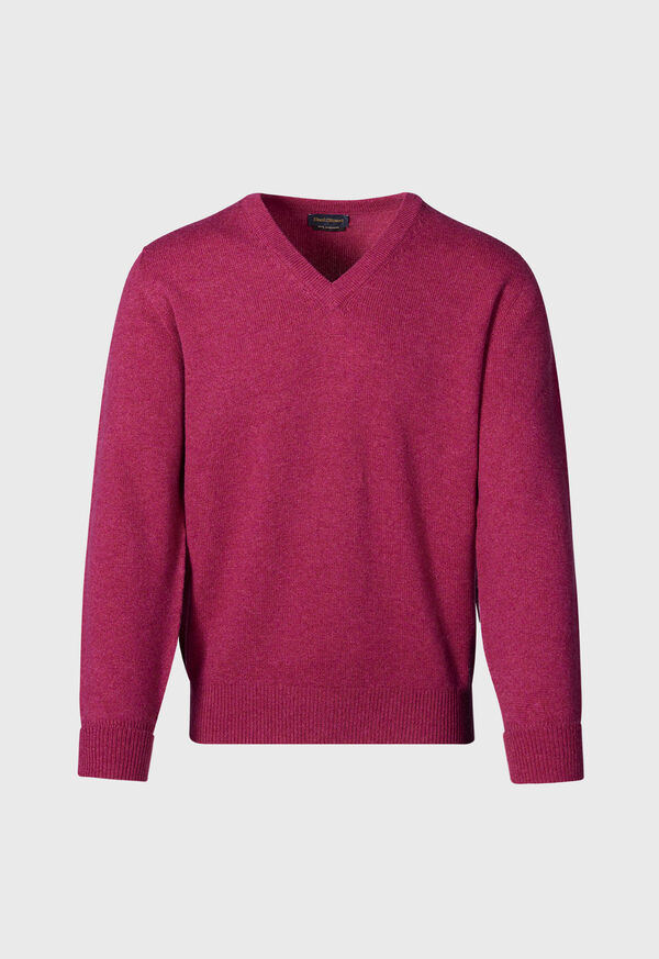 Paul Stuart Classic Cashmere Double Ply V-Neck Dark Pink | AU_PAUL92548