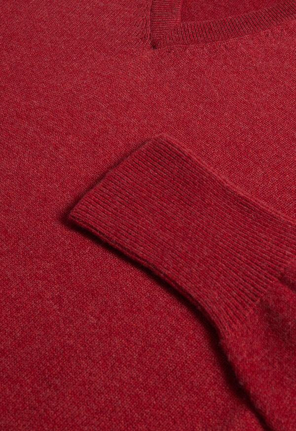 Paul Stuart Classic Cashmere Double Ply V-Neck Dark Red | AU_PAUL85132