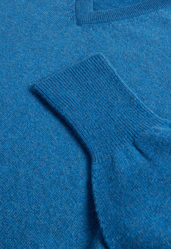 Paul Stuart Classic Cashmere Double Ply V-Neck Blue | AU_PAUL24306