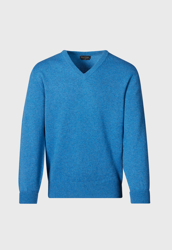 Paul Stuart Classic Cashmere Double Ply V-Neck Blue | AU_PAUL24306