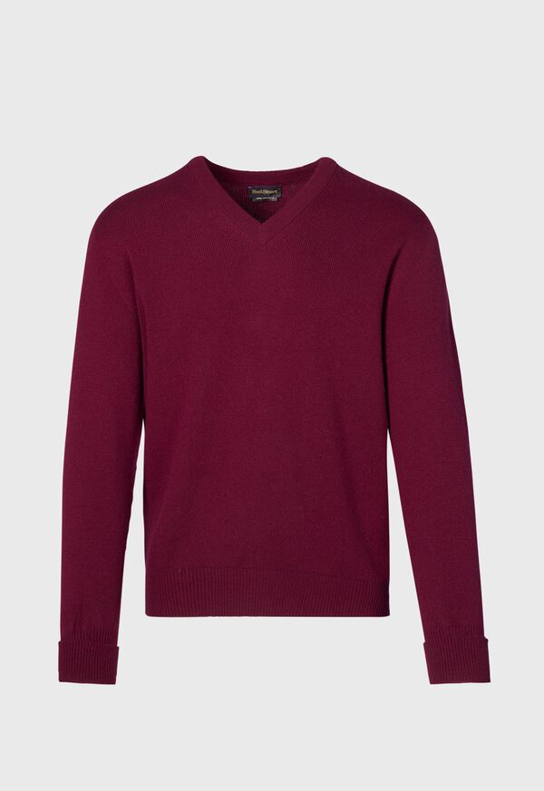 Paul Stuart Classic Cashmere Double Ply V-Neck Burgundy | AU_PAUL48297