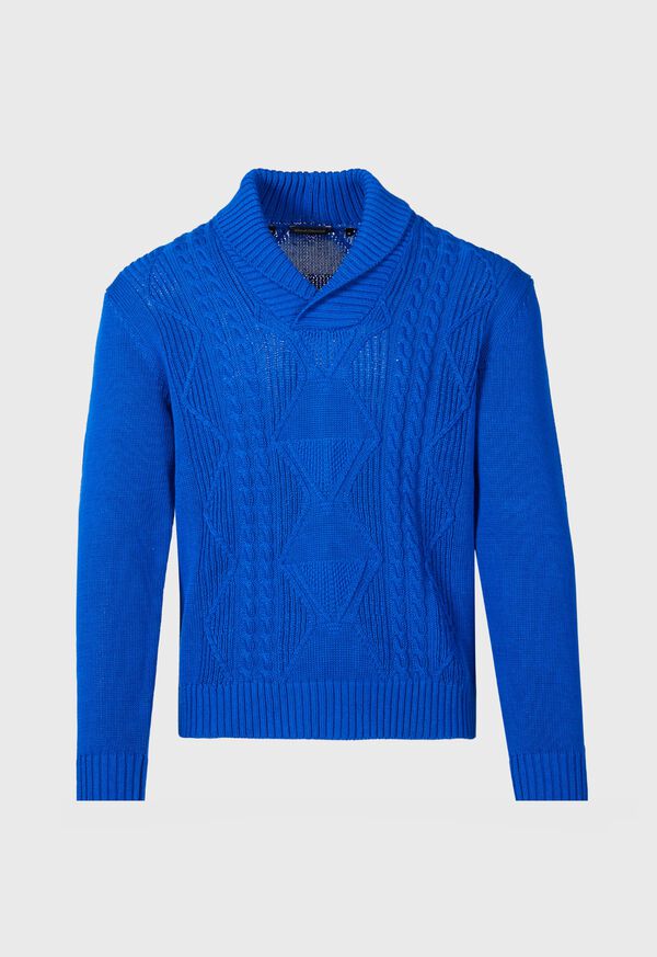 Paul Stuart Cotton Cable Shawl Collar Royal Blue | AU_PAUL99925