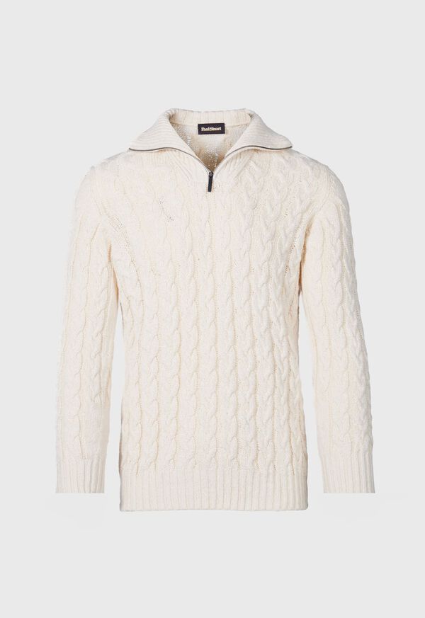 Paul Stuart Cotton Cable Zip Neck Pullover White | AU_PAUL30027