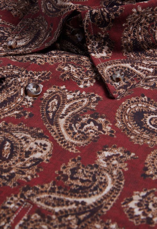 Paul Stuart Cotton Paisley Print Burgundy | AU_PAUL69873