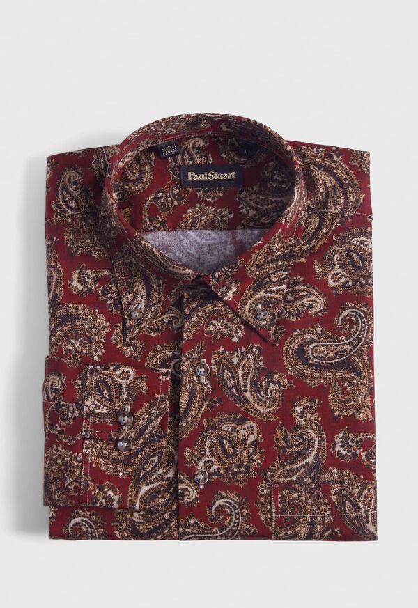 Paul Stuart Cotton Paisley Print Burgundy | AU_PAUL69873