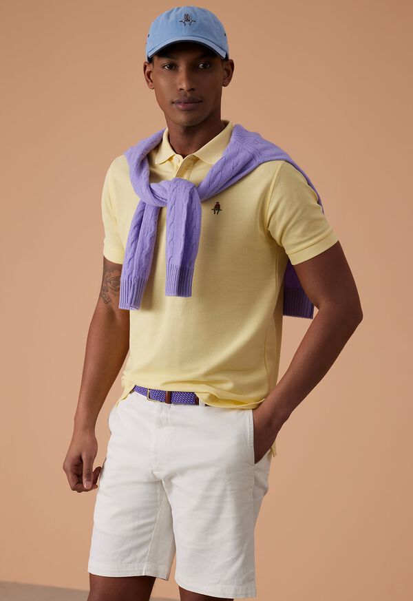 Paul Stuart Cotton Piqué Logo Polo Yellow | AU_PAUL51363