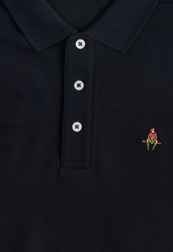 Paul Stuart Cotton Piqué Logo Polo Black | AU_PAUL56403