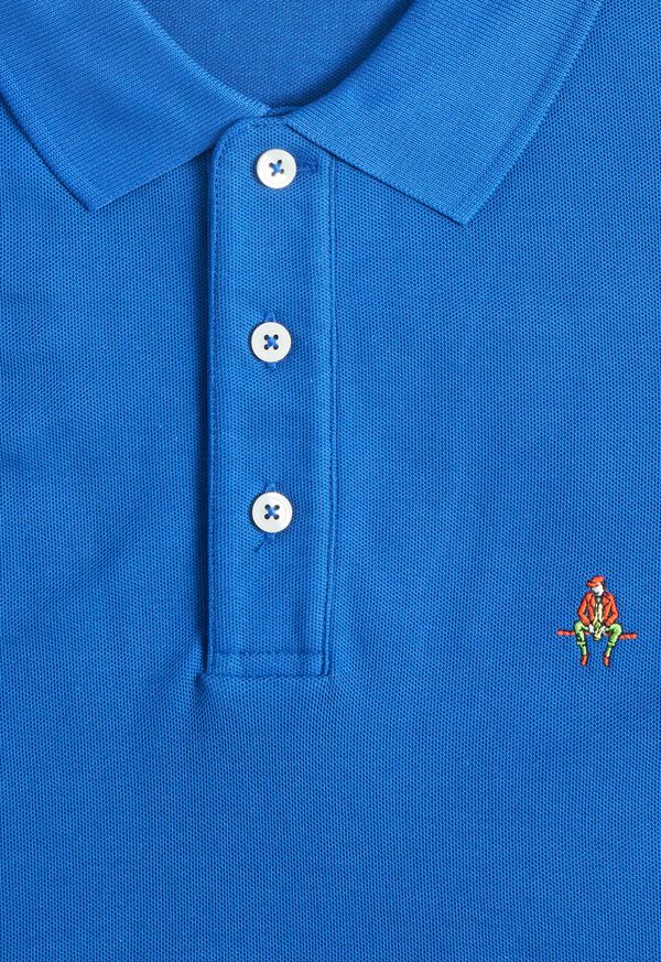 Paul Stuart Cotton Piqué Logo Polo Blue | AU_PAUL61926