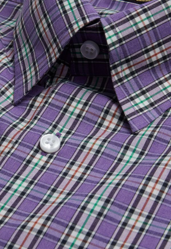 Paul Stuart Cotton Poplin Plaid Purple | AU_PAUL22115