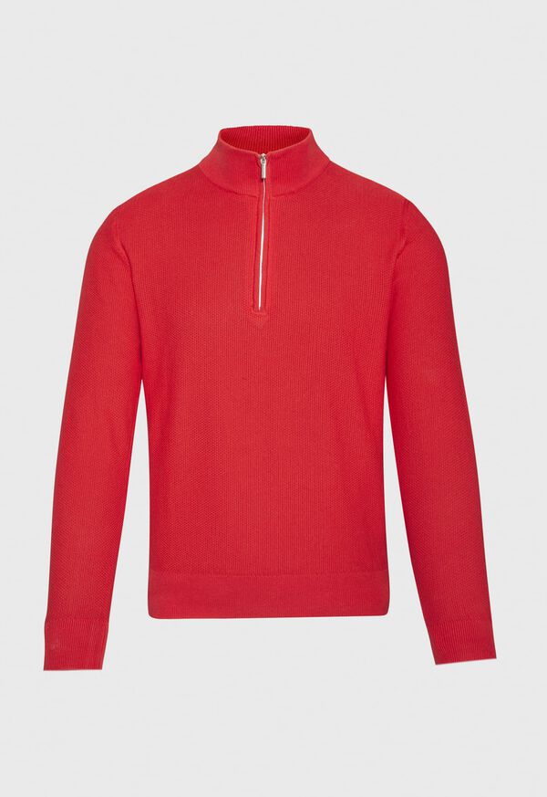 Paul Stuart Cotton Quarter Zip Rice Stitch Red | AU_PAUL33996