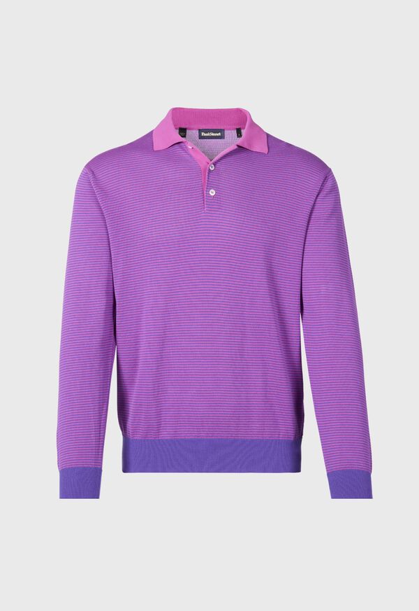 Paul Stuart Cotton Stripe Long Sleeve Purple | AU_PAUL81778