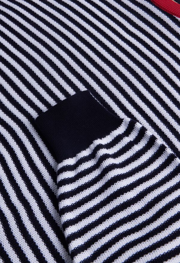 Paul Stuart Cotton Striped Crewneck Navy / White | AU_PAUL32008