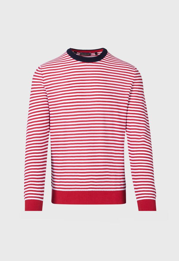 Paul Stuart Cotton Striped Crewneck Red / White | AU_PAUL94726