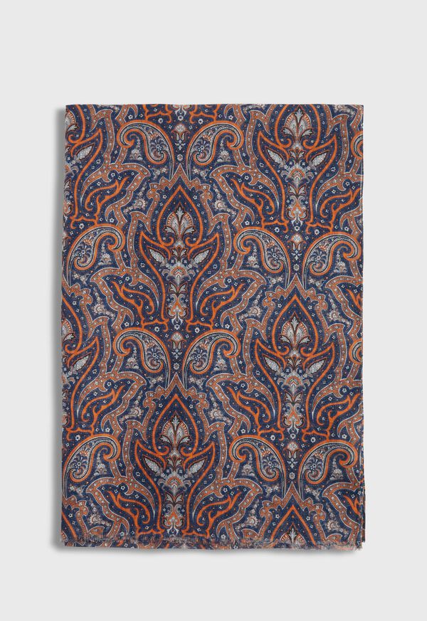 Paul Stuart Cotton & Linen Paisley Print Scarf Orange | AU_PAUL65276