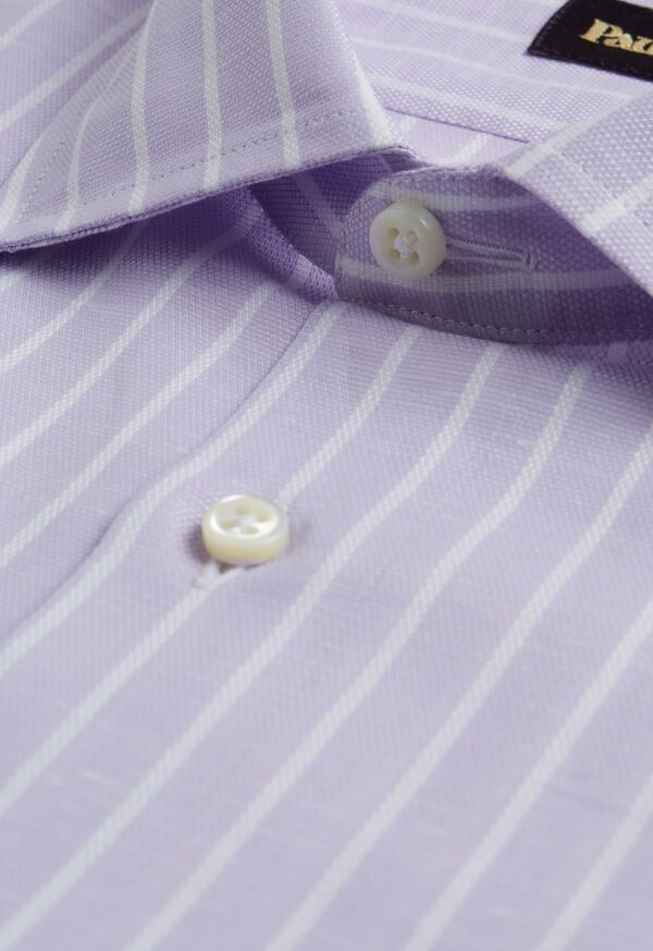 Paul Stuart Cotton & Linen Striped Purple | AU_PAUL70370