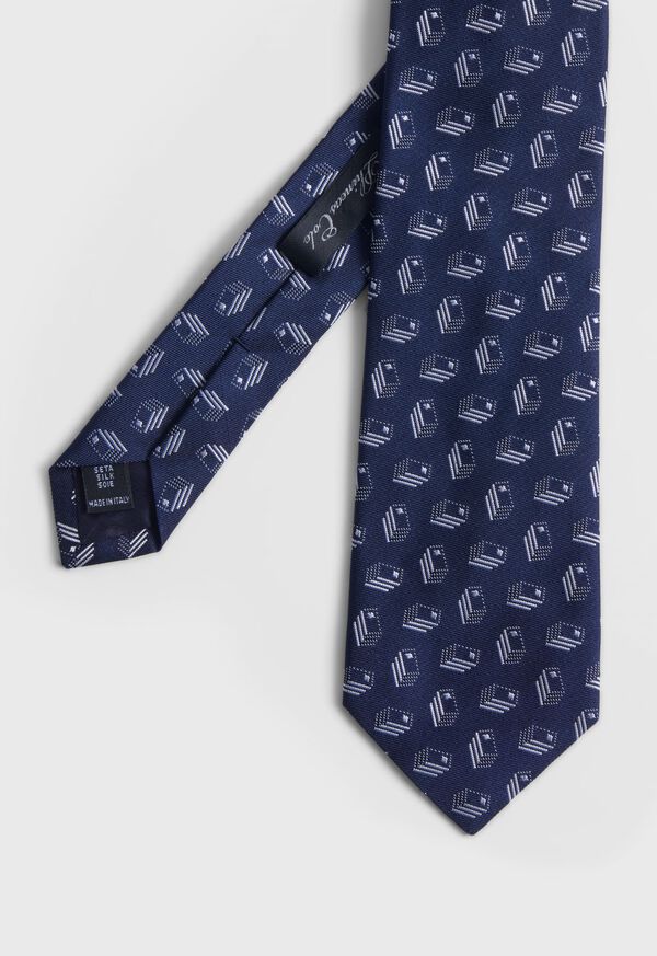 Paul Stuart Deco Domino Woven Silk Dark Blue | AU_PAUL72827