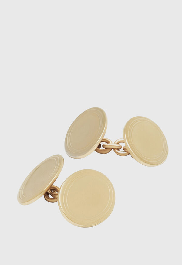 Paul Stuart Double Oval Engine Turned Cufflinks Gold | AU_PAUL50509