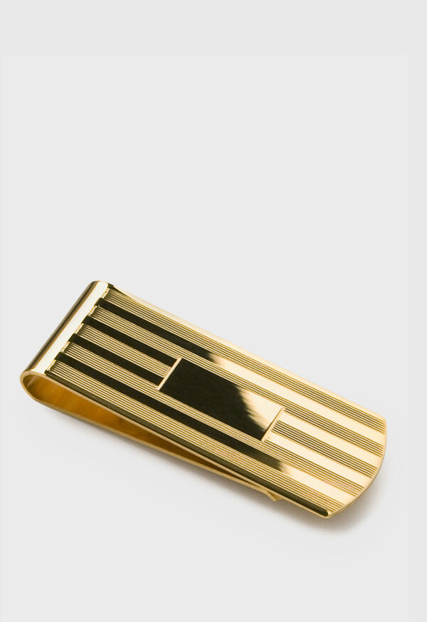 Paul Stuart Engine Turned Money Clip Gold | AU_PAUL51743